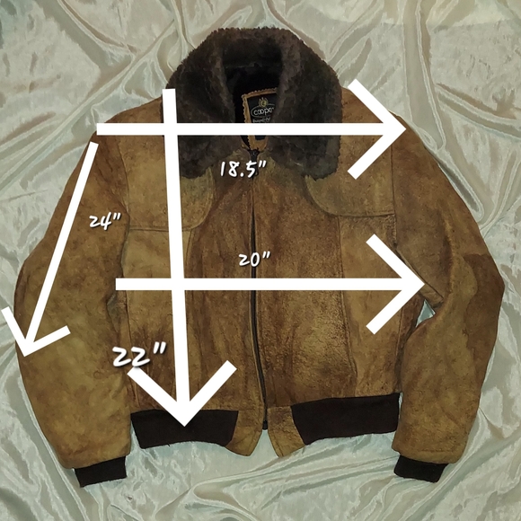 Brown Shearling Bomber Jacket - Picture 9 of 10